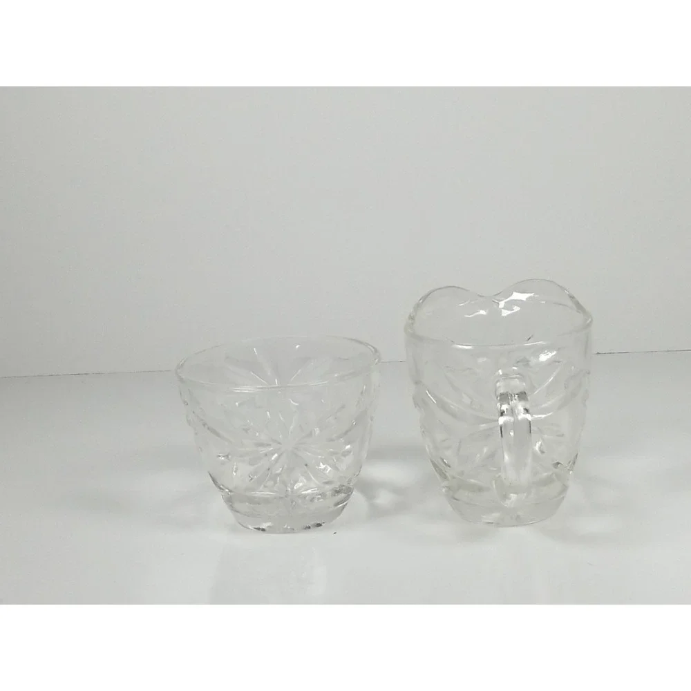 Anchor Hocking Prescut Star of David Creamer and Sugar Bowl VTG